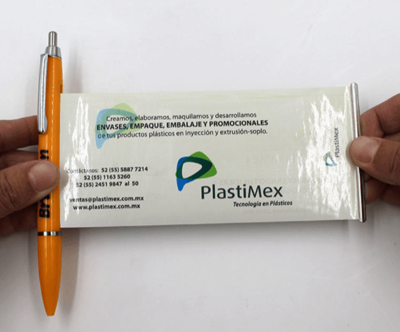 Flag kuglepen med logo og bilede for Plastimex leveret af Ide reklame