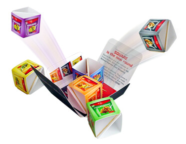 Flere udgaver af de sjove pop up cubes - ide reklame
